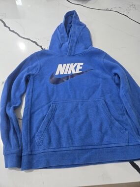 Nike Kid's Royal Blue Hoodie with White Logo Size M